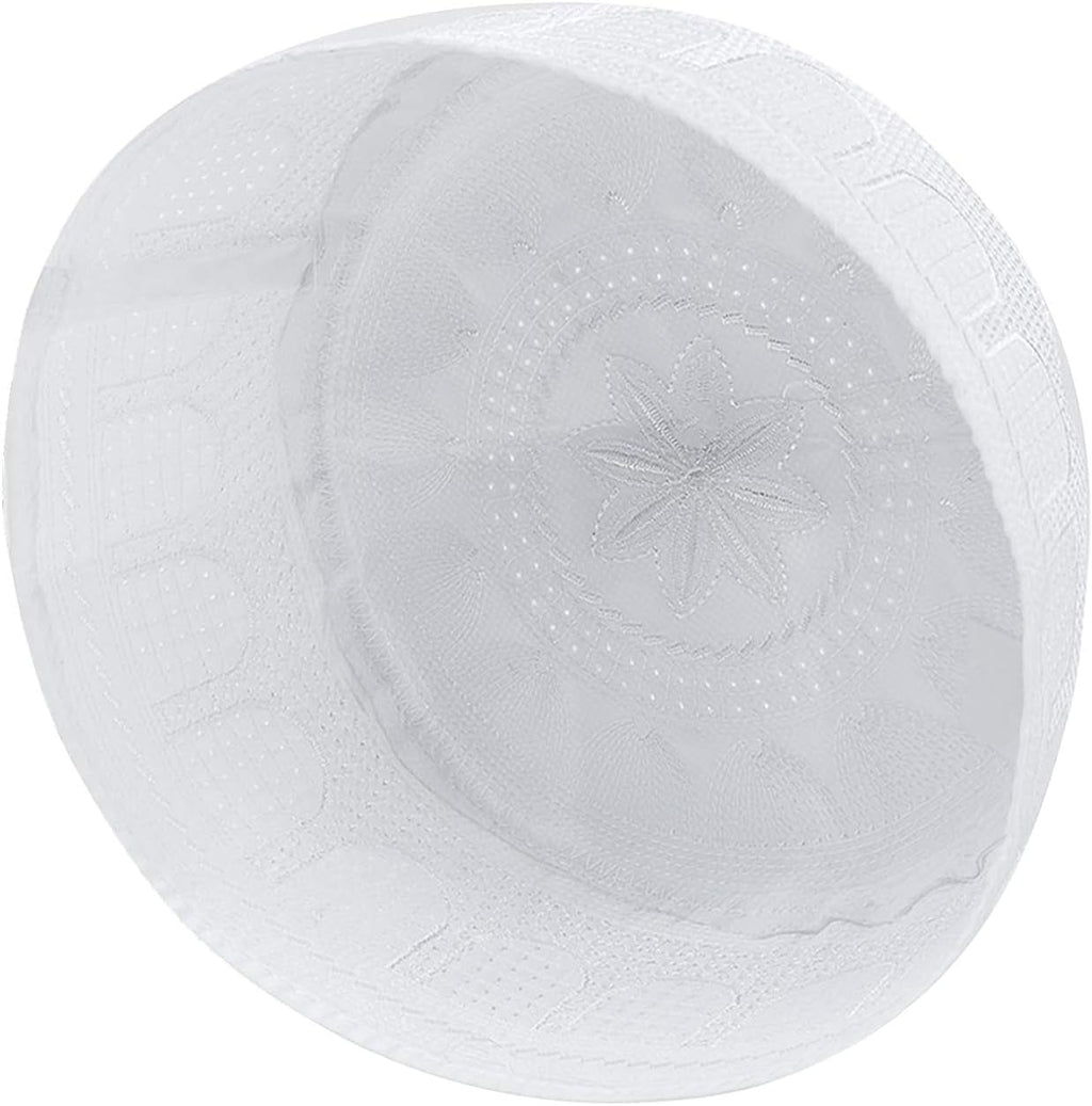 Men’s Muslim Prayer Kufi Hat – Embroidered Islamic Beanie Skull Cap, Traditional Kofia Topi, Lightweight Sun Hat