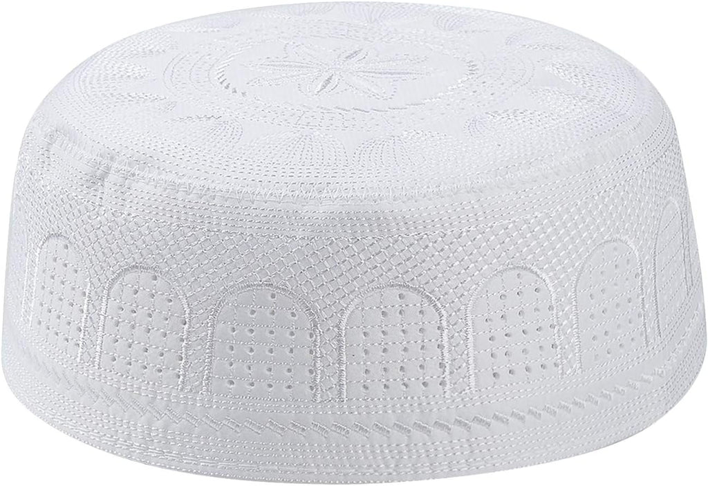 Men’s Muslim Prayer Kufi Hat – Embroidered Islamic Beanie Skull Cap, Traditional Kofia Topi, Lightweight Sun Hat